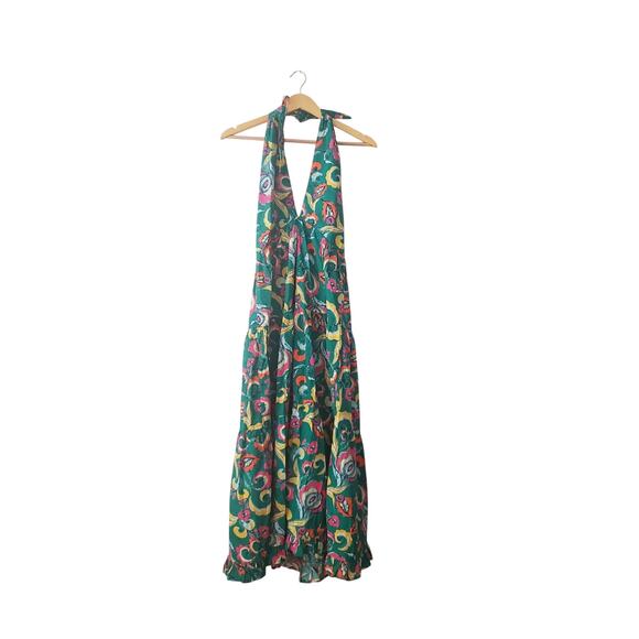 Springfield x Roots Studio Halter Floral Print Midi Dress SIze 10 - Picture 1 of 9